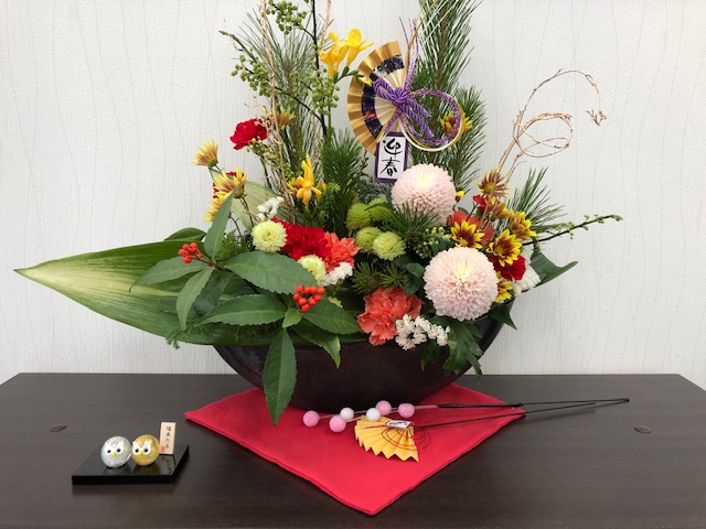 玄関新年のお花